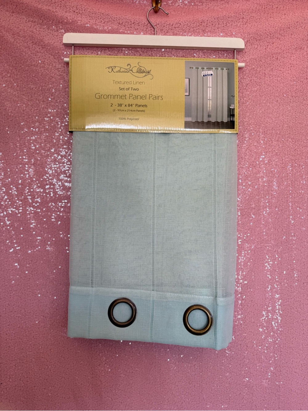 Roberta Roller Rabbit Light Blue Textured Linen Grommet Panel Pair